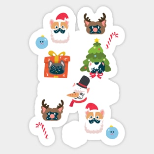 Xmas and Feench Bulldog Sticker